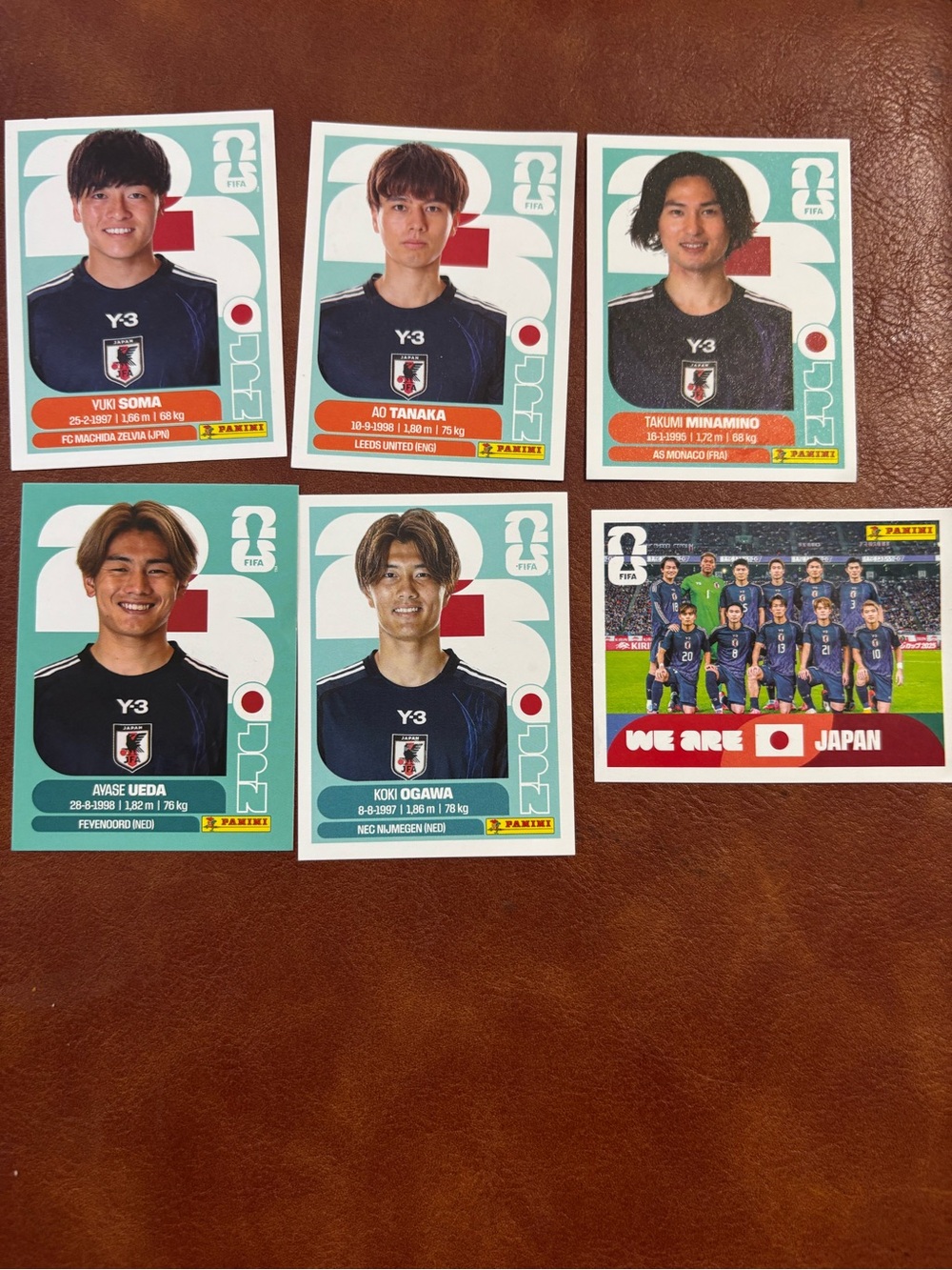 Panini Japan National Team Stickers - Blue, Teal, Red
